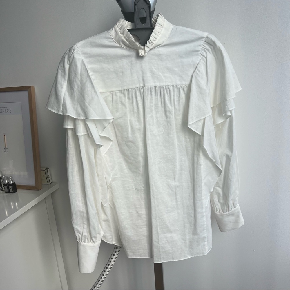NWT white blouse with high collar